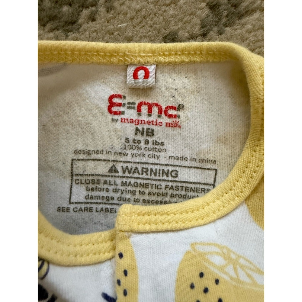 Magnetic Me 100% Cotton White Yellow Lemon Footie One-Piece Newborn 5-8 lb - Picture 4 of 7